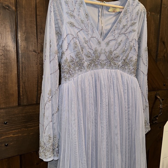 ASOS MAYA MATERNITY FORMAL BRIDESMAID EMBELLISHED LONG SLEEVE DRESS SIZE 6 - Picture 2 of 6